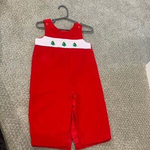 Baby Boy Smocked Christmas Tree Overalls 12 months
